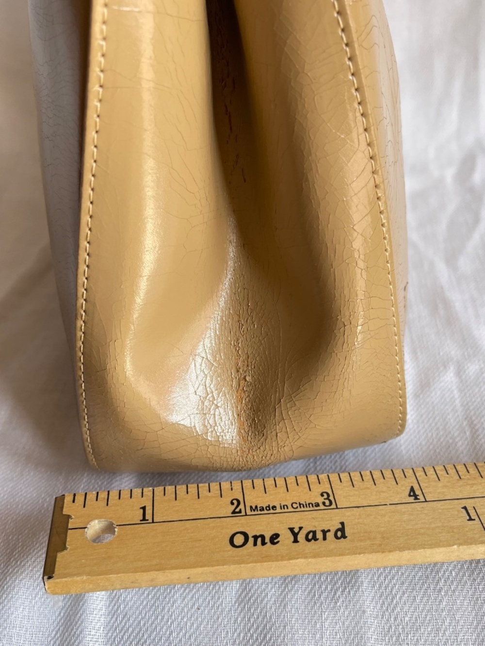 Longchamp Beige Patent Leather Top-Handle Tote - Picture 4 of 12